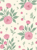 Pink Rose and Green Leaf Pattern Rug