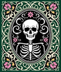Dark Floral Skeleton Oval Design Rug