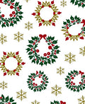 Festive Wreath and Snowflake Pattern Rug