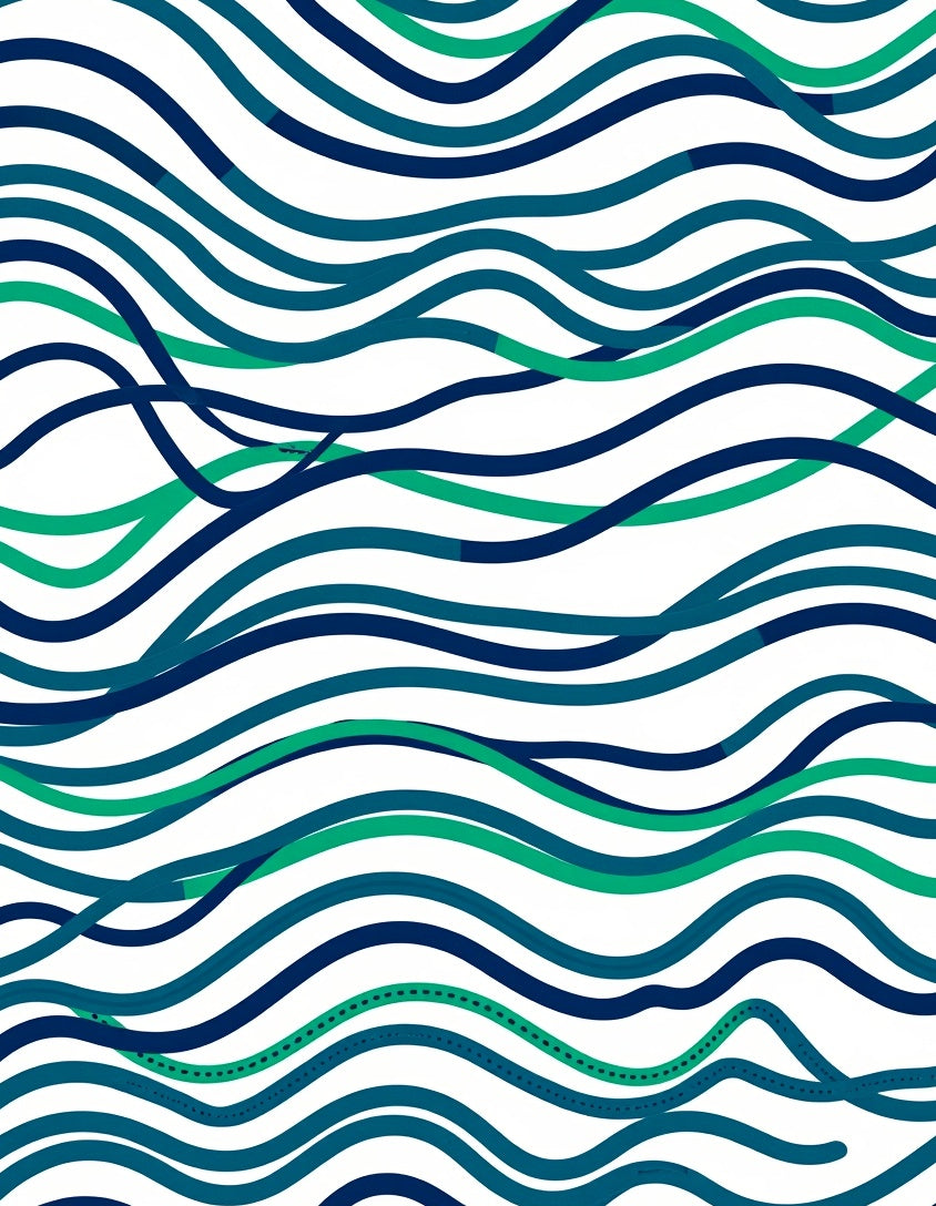 Wavy Blue And Green Stripes Rug