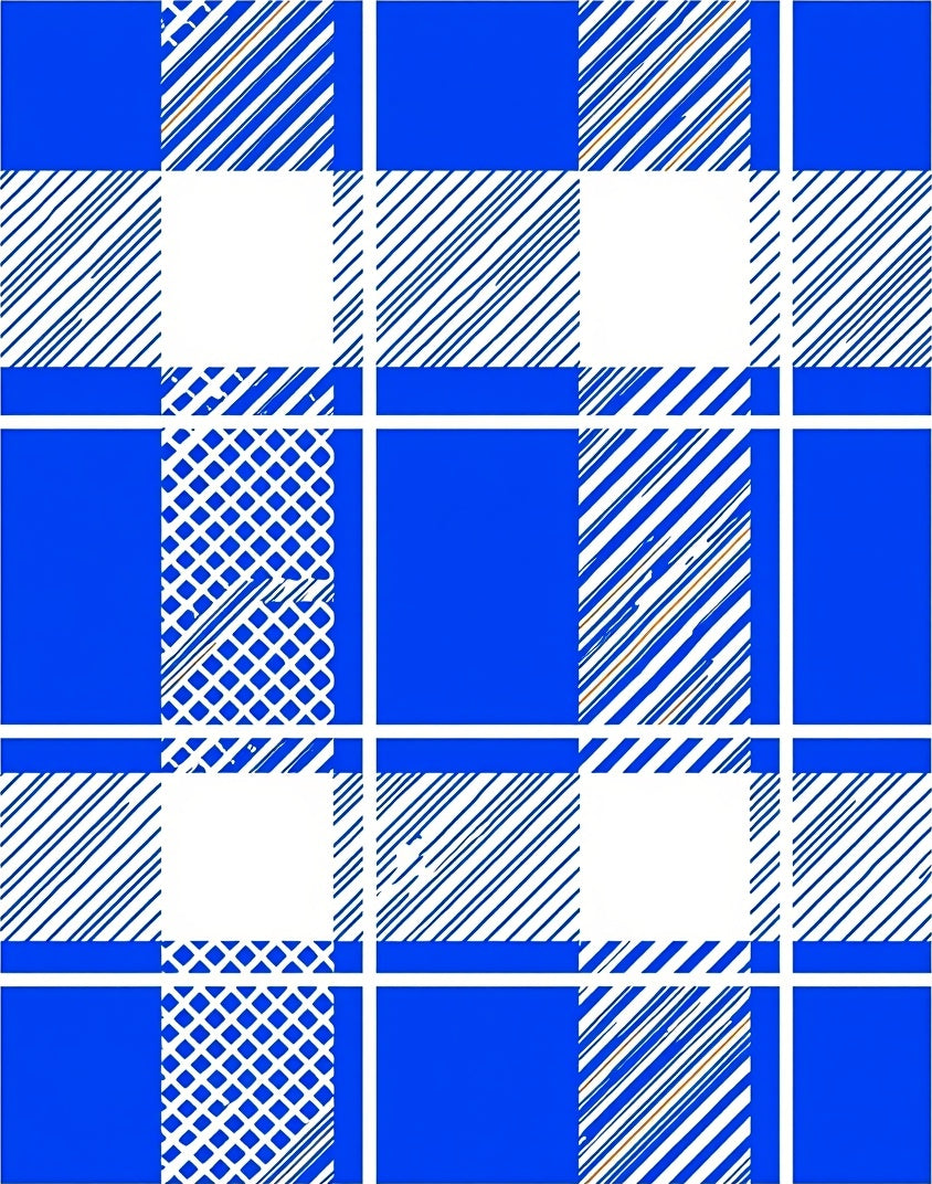 Blue White Plaid Pattern Rug