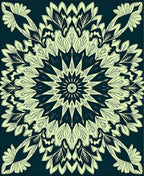 Floral Mandala Design With Leaf Motifs Rug