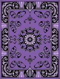 Bold Lilac Black Floral Mandala Rug