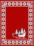Red Festive Sleigh Floral Border Rug