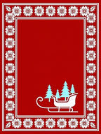 Red Festive Sleigh Floral Border Rug
