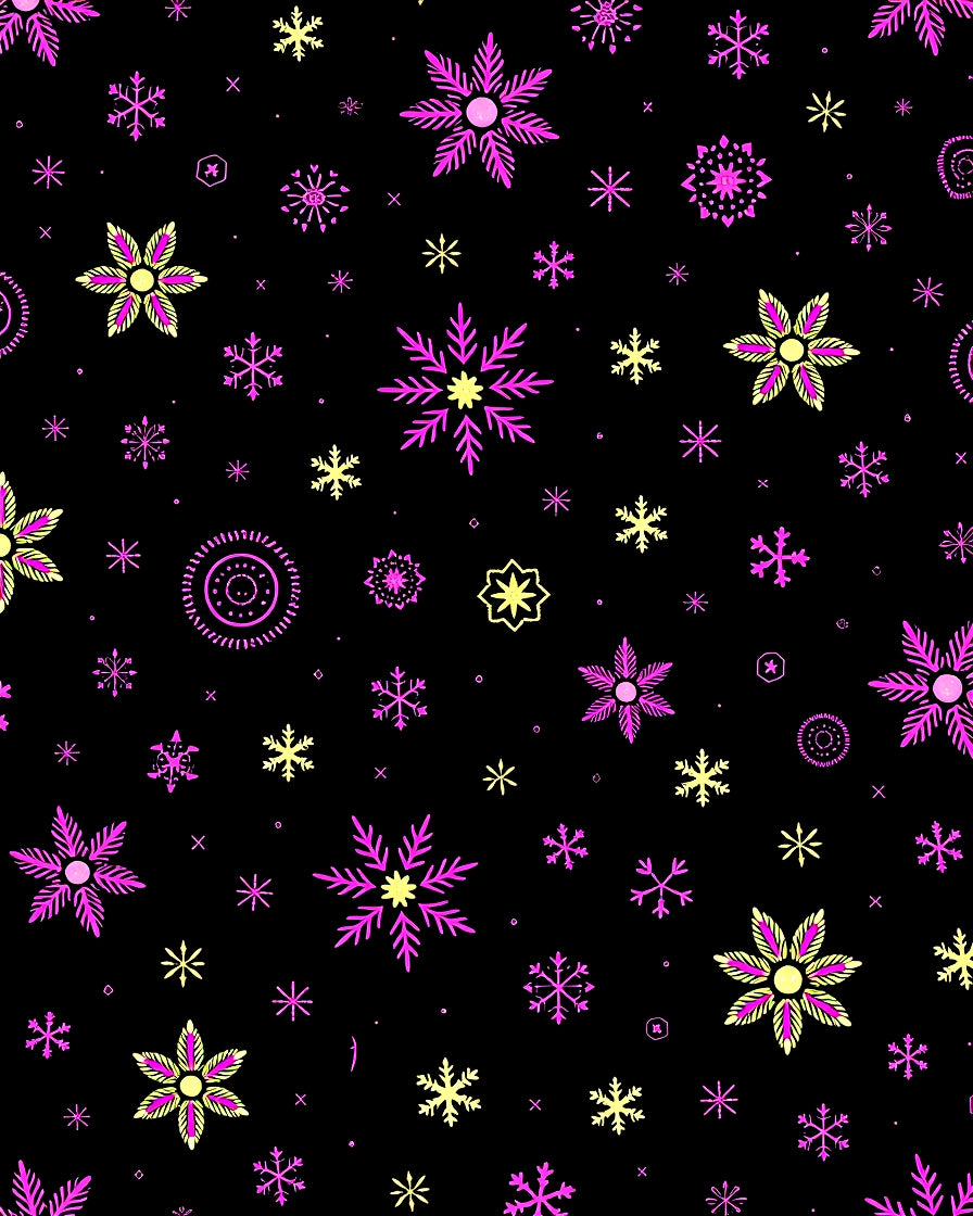 Pink Yellow Snowflake Scatter Rug