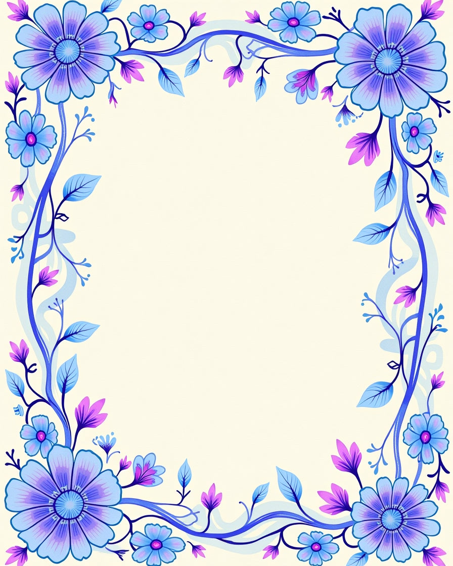 Floral Vine Blue Purple Pattern Rug
