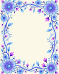 Floral Vine Blue Purple Pattern Rug