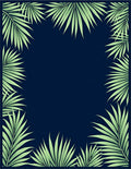 Tropical Palm Leaf Border Design Rug