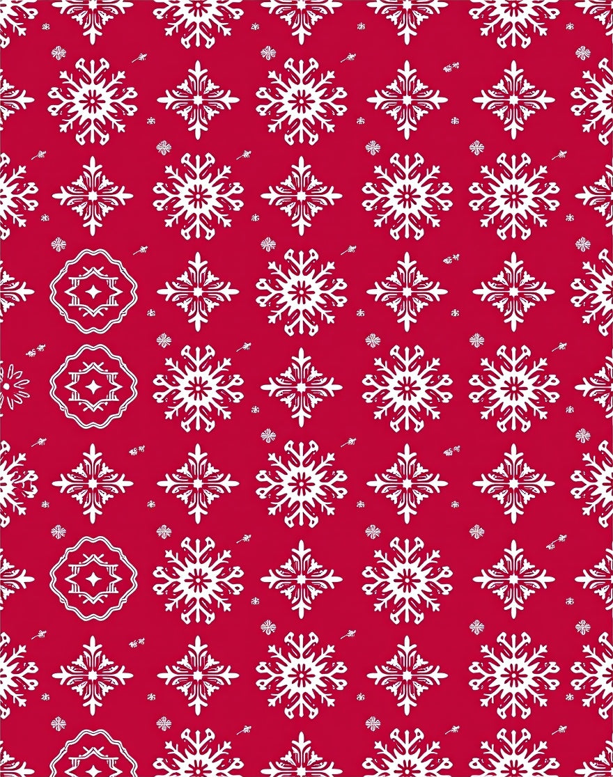 Nordic Snowflake Patterned Red Rug
