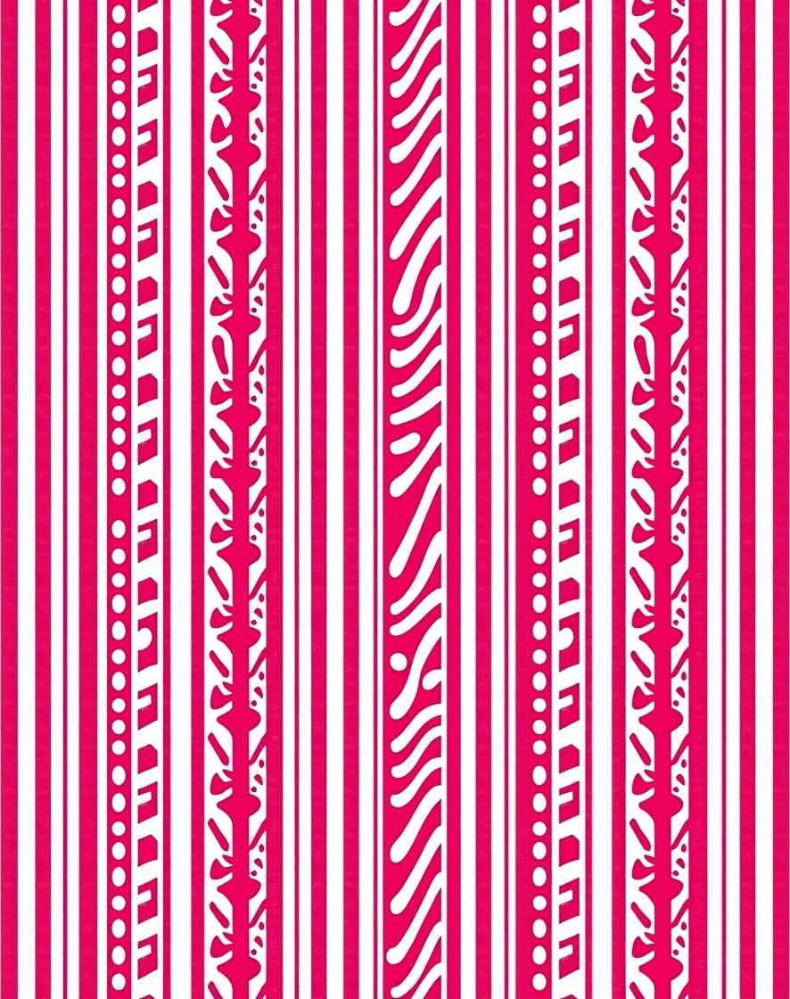 Bold Pink White Vertical Stripe Collage Rug