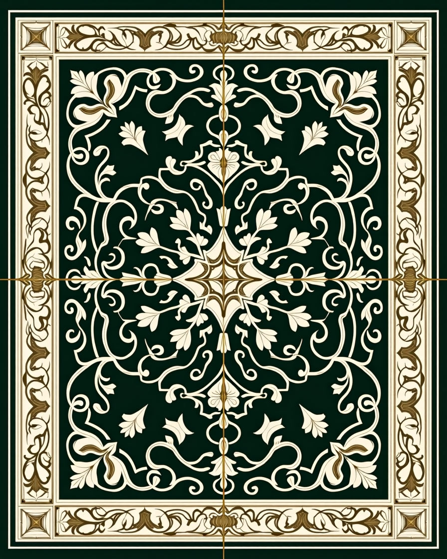 Classic Floral Inlay Pattern Rug