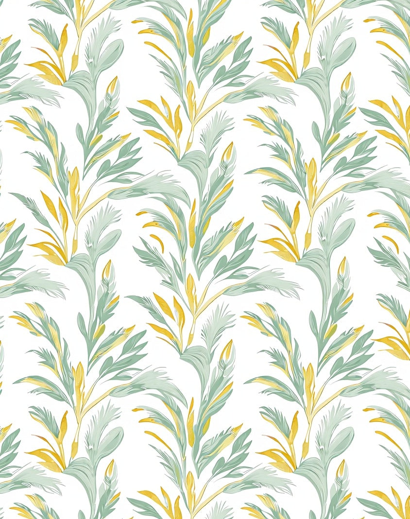 Botanical Leafy Flowing Pattern Rug