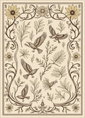 Birds and Blossoms Vintage-Inspired Pattern Rug