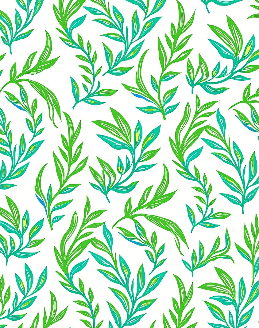 Lush Green Leafy Branch Pattern Rug