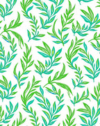 Lush Green Leafy Branch Pattern Rug