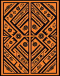 Bold Orange Black Geometric Floral Pattern Rug