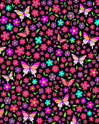 Vibrant Butterflies and Flowers Design Rug