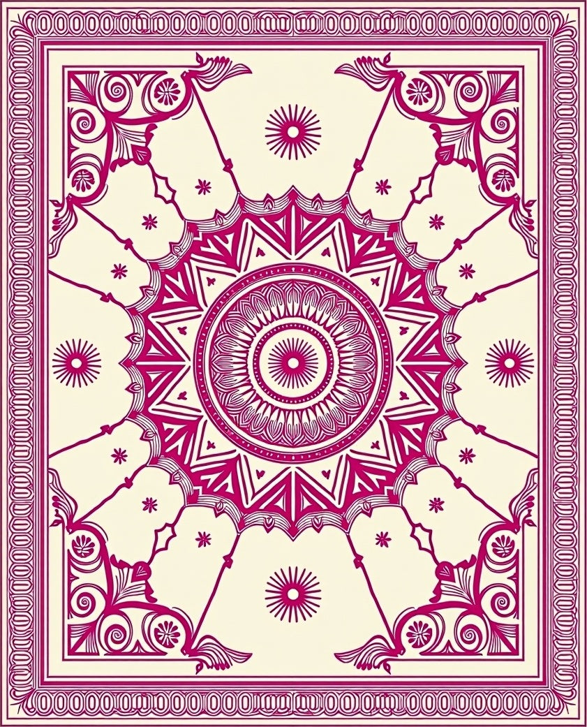 Intricate Floral Star Mandala Design Rug