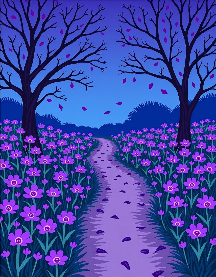Purple Floral Path Enchanted Forest Design Rug