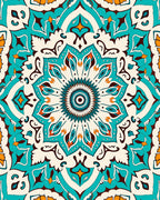 Mandala Style Bright Geometric Pattern Rug