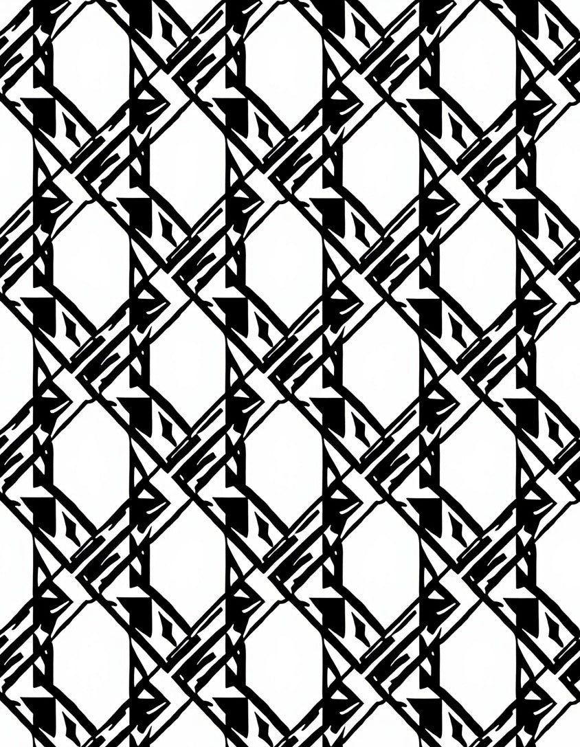 Graphic Black White Diamond Pattern Rug