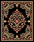 Ornate Red Gold Floral Medallion Rug