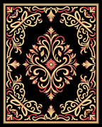 Ornate Red Gold Floral Medallion Rug