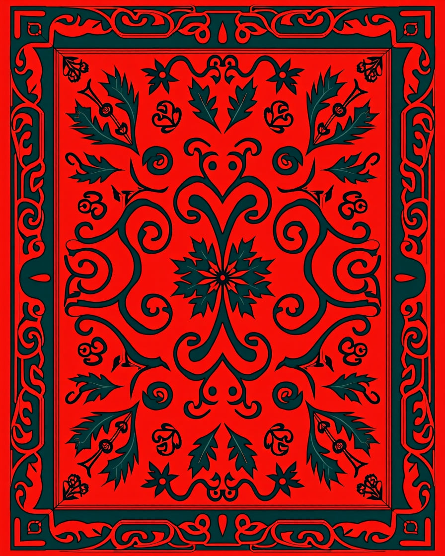 Bold Floral Scrolls Pattern Rug