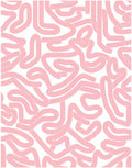 Whimsical Pink Line Art Pattern Rug