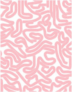Whimsical Pink Line Art Pattern Rug