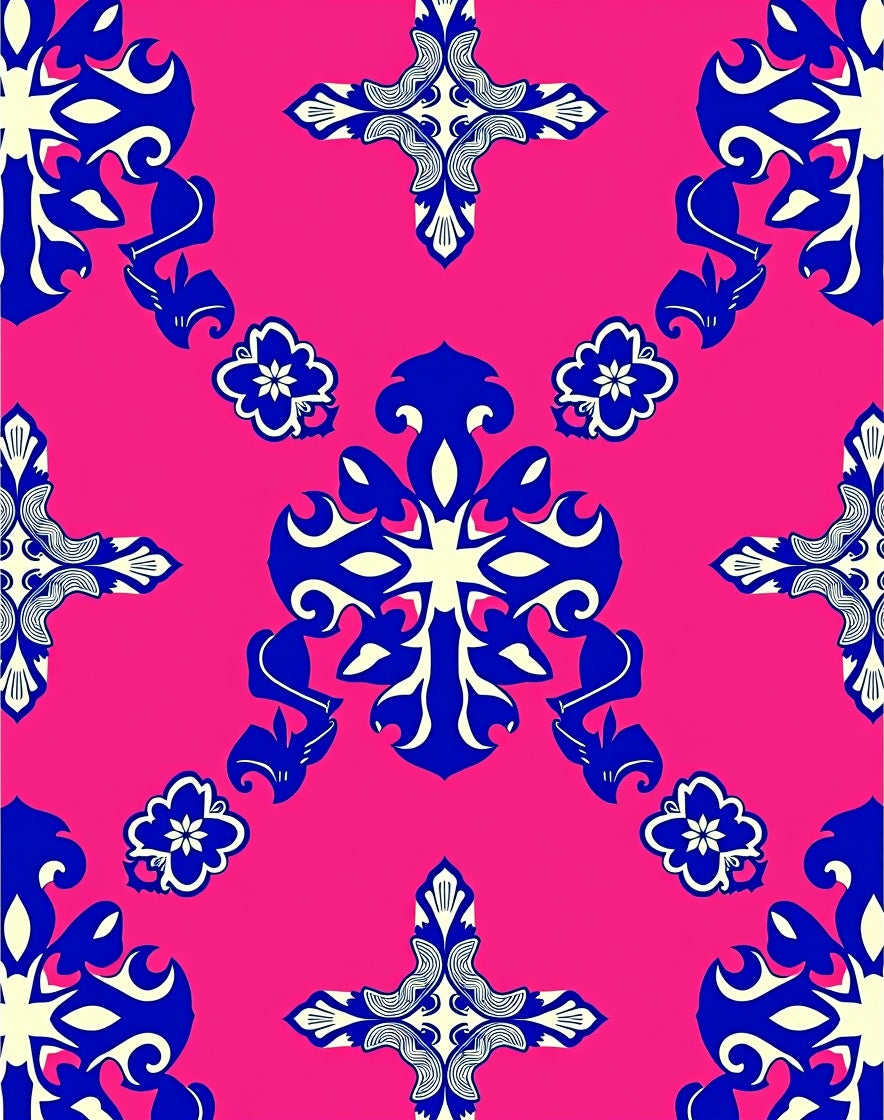 Bright Floral Cross Pattern Design Rug