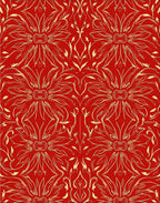 Ornate Red Gold Floral Pattern Rug