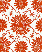 Orange Daisy Vine Print Rug