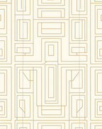 Golden Maze Lines Geometric Pattern Rug
