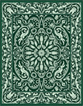 Emerald Green Floral Medallion Symmetry Rug