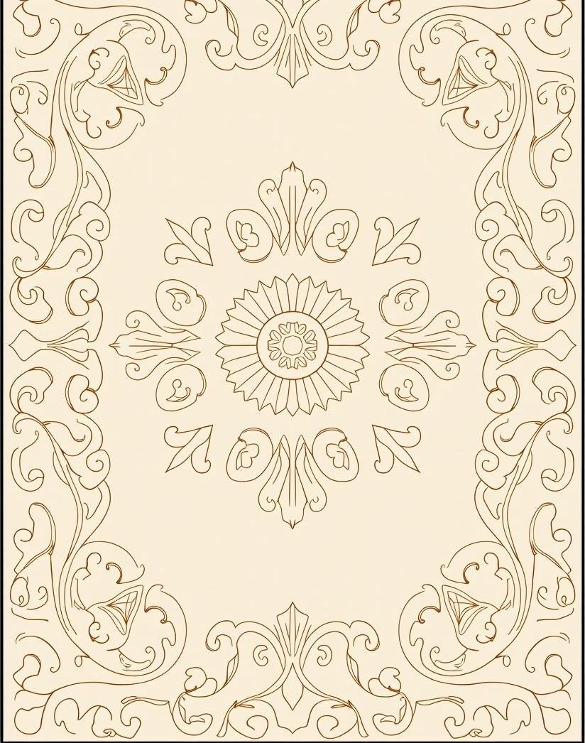 Classic Floral Scroll Medallion Design Rug