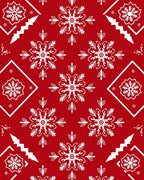 Red White Snowflake Pattern Design Rug