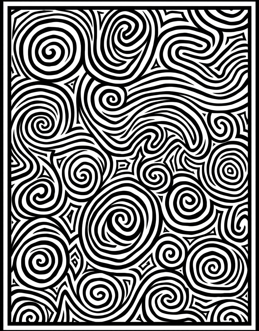 Abstract Swirling Black White Pattern Rug