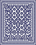 Intricate Navy White Geometric Pattern Rug