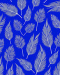 White Feather Pattern on Blue Canvas Rug