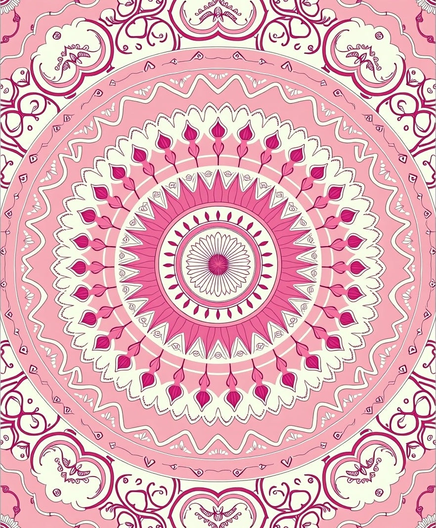 Pink Mandala Floral Symmetry Rug