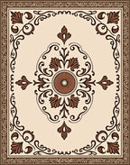 Traditional Brown Floral Center Medallion Rug