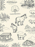 Farm Animal Sketch Pattern Rug