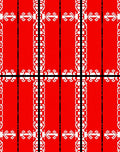 Bold Red White Pixelated Pattern Rug