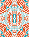 Bold Red Blue Tribal Pattern Rug