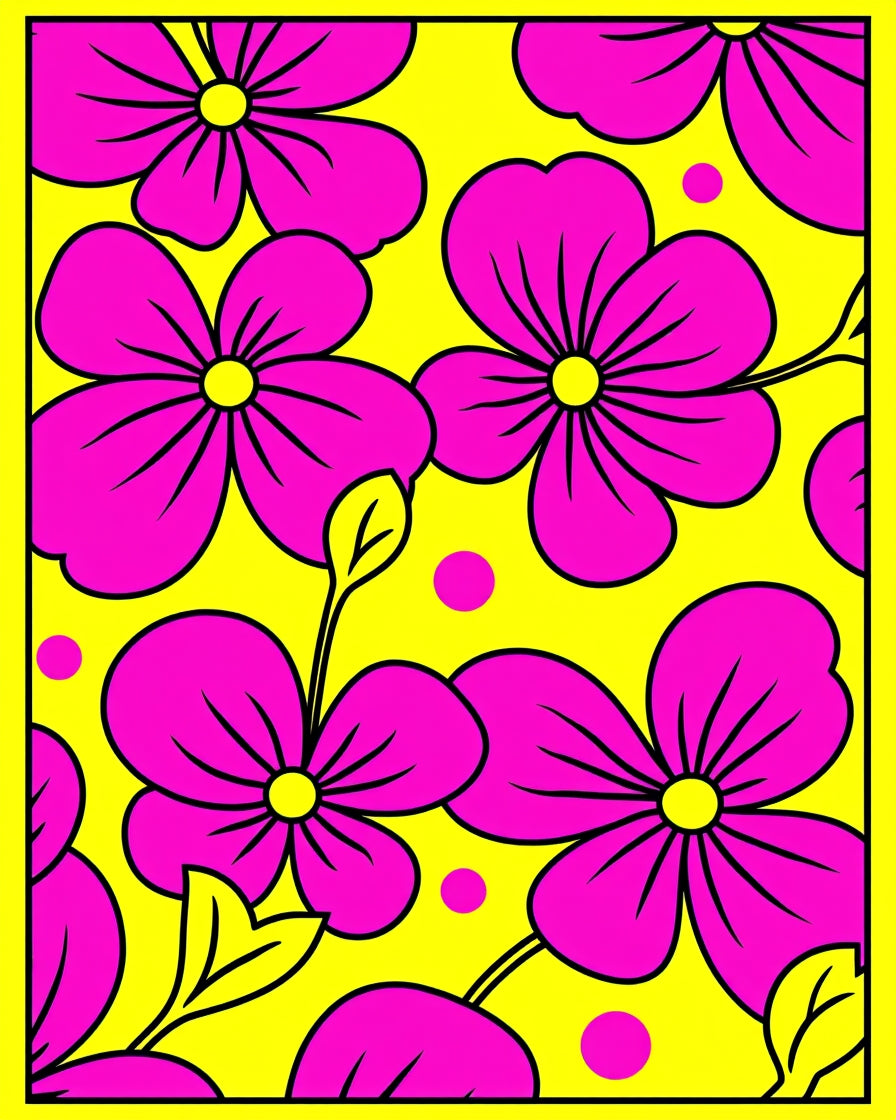 Bright Pink Floral Dot Pattern Rug