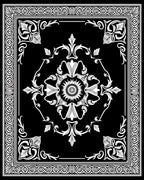 Ornate Black White Floral Medallion Rug