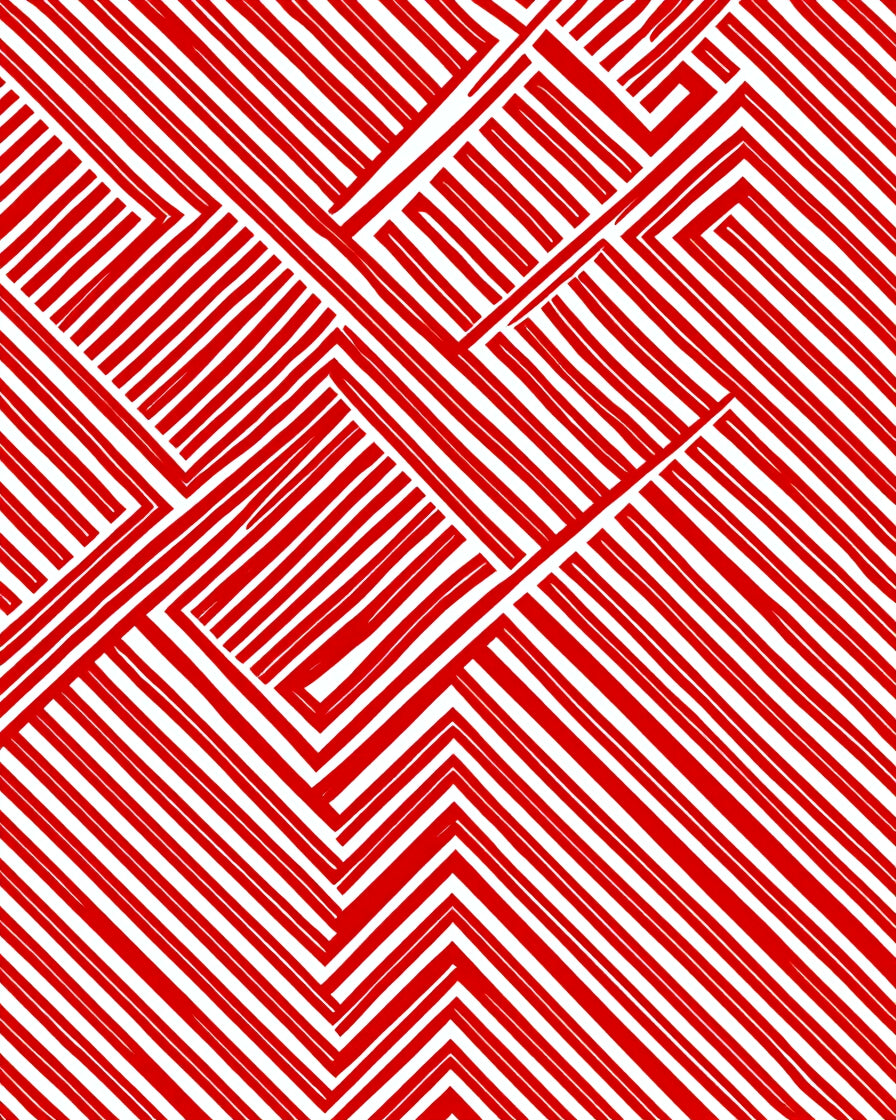 Red Geometric Maze Lines Rug