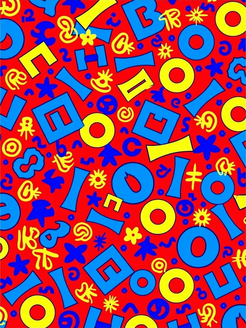 Bold Primary Shapes Letters Pattern Rug